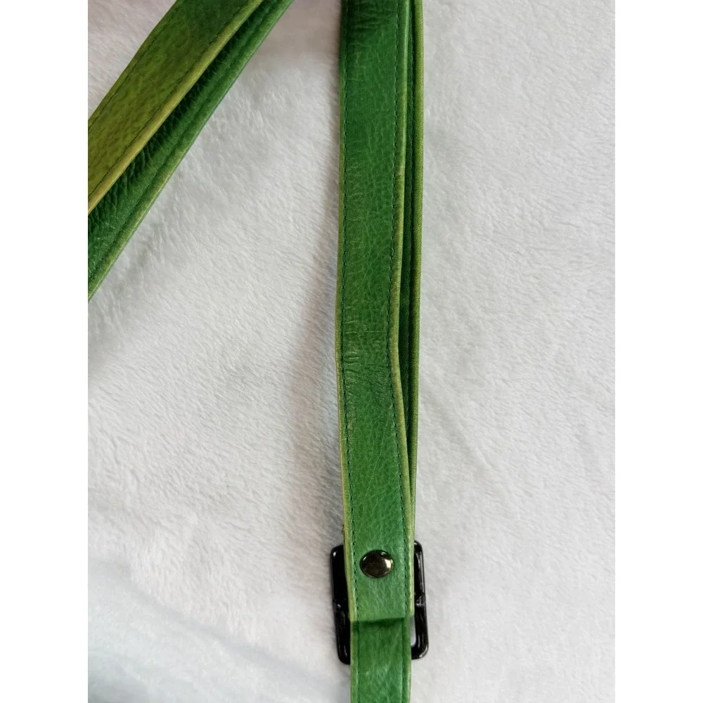 Anuschka‎ Hand Painted Green Leather Handbag Purse Birds Floral Organizer Art